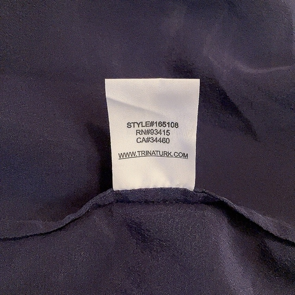 Trina Turk Midnight Blue One-Shoulder 100% Silk Tank Top Blouse Flowy Medium - Picture 7 of 7